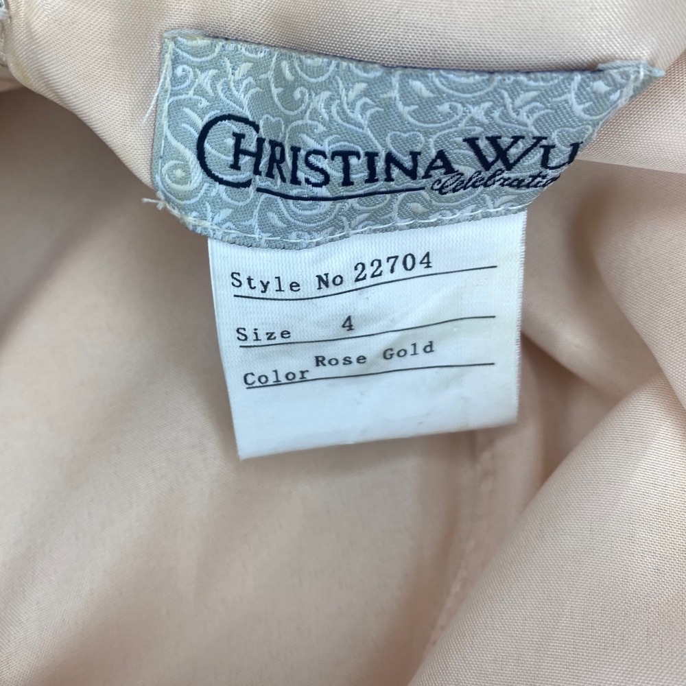 Christina Wu Celebration Rose Gold Sequin Formal Gown Size 4 Evening Prom Dress - Picture 9 of 10
